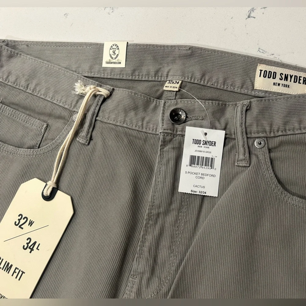 NWT Todd Snyder slim 5 pocket bedford corduroy pant cactus sage green size 32x34 - Picture 5 of 6